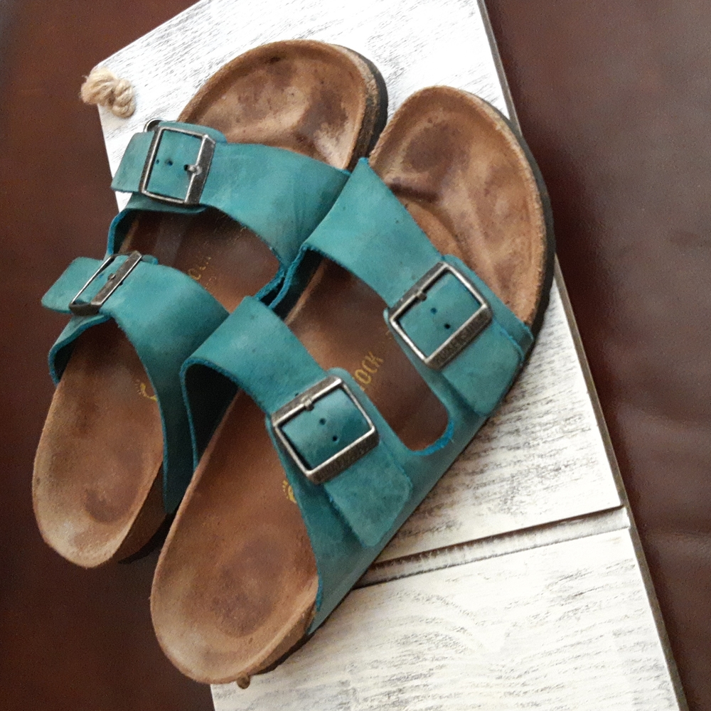 Birkenstock Arizona Suede Sandals in Teal